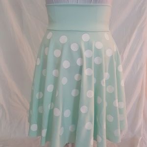 HIGH WAIST SCUBA HAND PAINTED POLKA DOTS  SKIRT